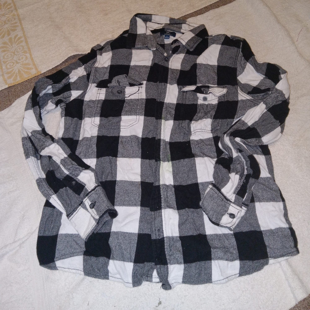 Flannel by George. Size large. Black and white in color.